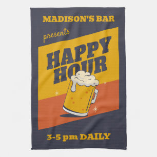 Custom Text Happy Hour Tea Towel
