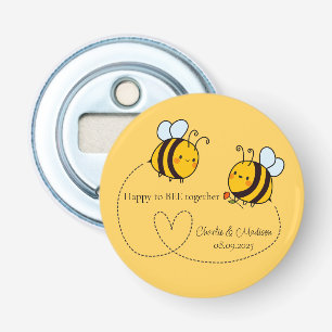 Custom Text Happy Love Bees Bottle Opener