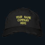 Custom Text Hat Embroidered Cap Your Colours<br><div class="desc">Choose Fonts and Colour - Design Your Own Personalised Embroidered Promotional Business Baseball Hats with Custom Text - Add Your Text - Name - Company / Number / Letter / Slogan - Tagline / or Website , Phone , E-mail , Social Media Handle , Address , Logo - Photo /...</div>
