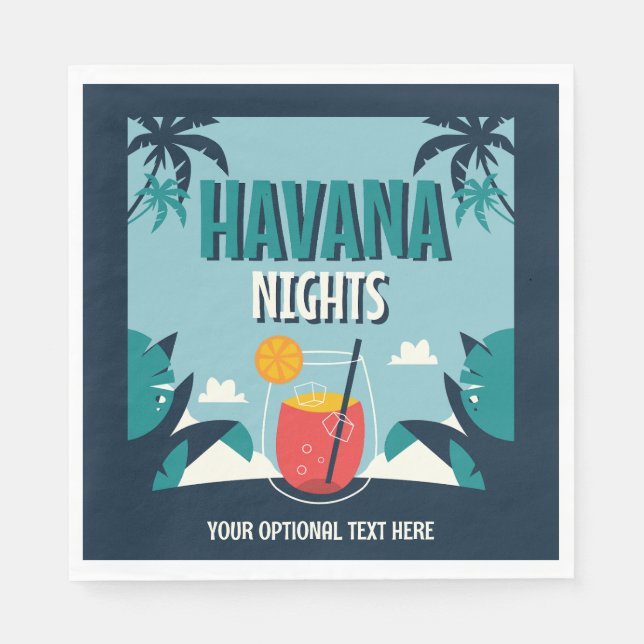 Custom Text "Havana Nights" Napkin (Front)
