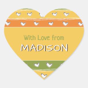 Custom text Heart Doodles stickers