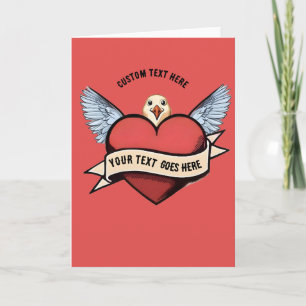 Custom Text Heart Funny Seagull Tattoo Card