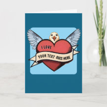 Custom Text | Heart Funny Seagull Tattoo