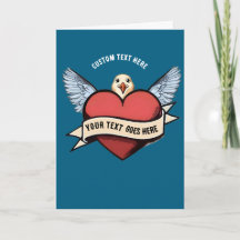 Custom Text | Heart Funny Seagull Tattoo
