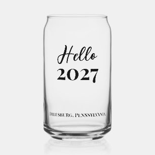 Custom Text Hello 2027 New Years Eve Party Can Glass