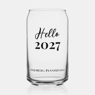 Custom Text Hello 2027 New Years Eve Party Can Glass