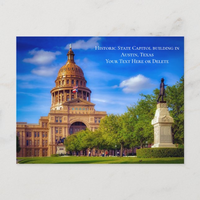 Custom Text Historic State Capitol Austin Texas Postcard (Front)