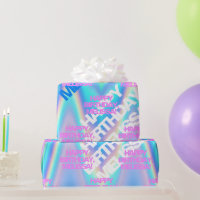 Custom Text Holographic Iridescent Y2K Modern