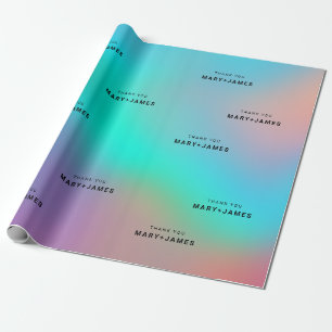 Custom text Holographic Modern Elegant  Wrapping Paper
