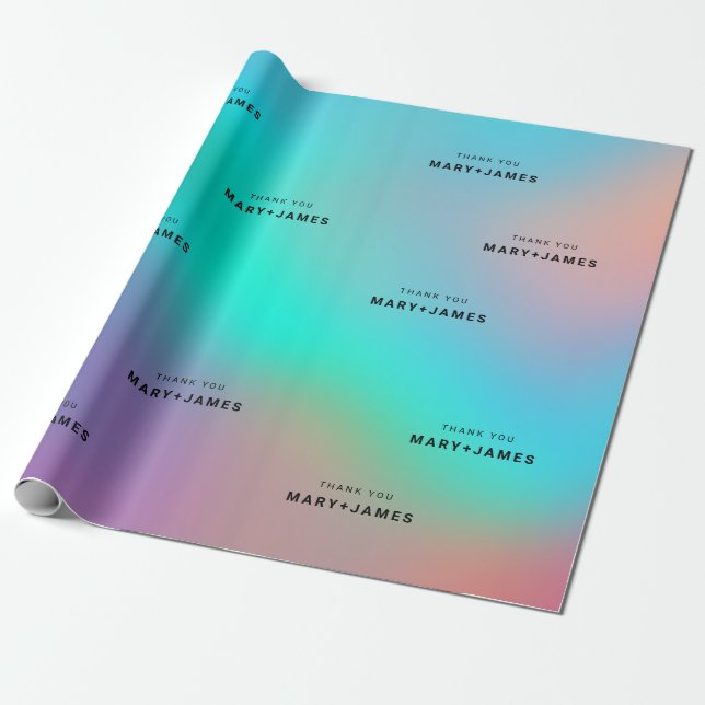 Custom text Holographic Modern Elegant  Wrapping Paper (Unrolled)