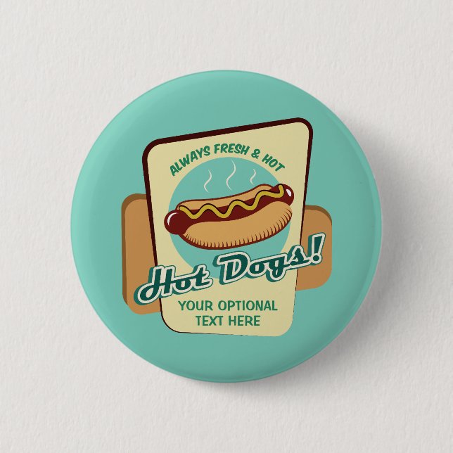 Custom Text Hot Dog 6 Cm Round Badge (Front)