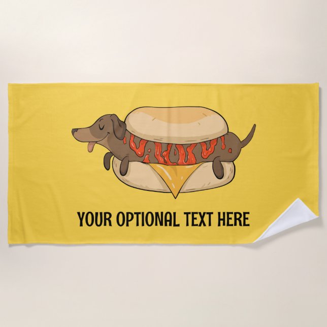 Custom Text Hot Dog Beach Towel (Front)