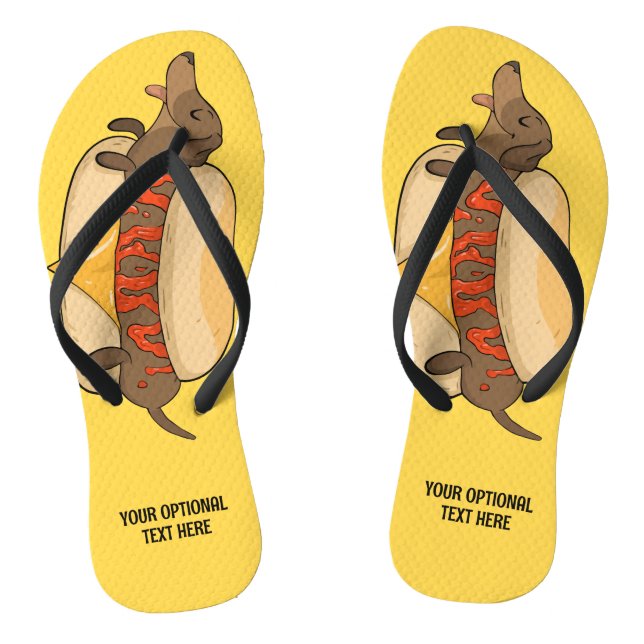 Custom Text Hot Dog Flip Flops (Footbed)