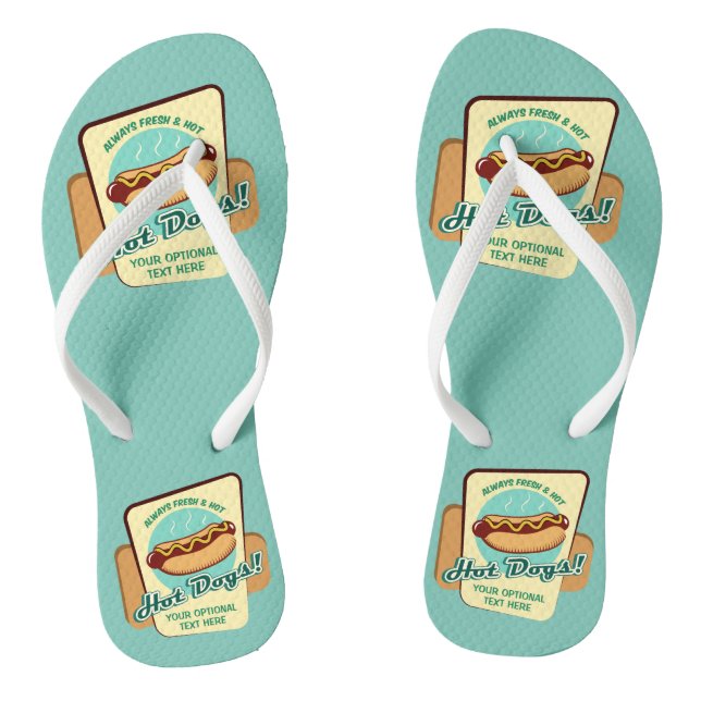Custom Text Hot Dog Flip Flops (Footbed)