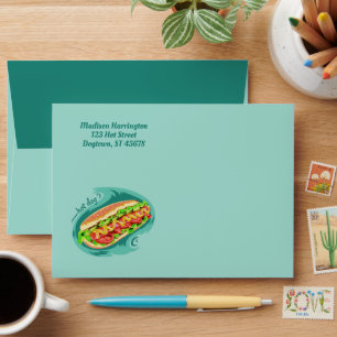 Custom text Hot Dog Illustration Envelope