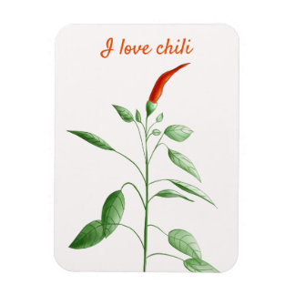Custom Text Hot Pepper Plant Botanical Love Chilli Magnet
