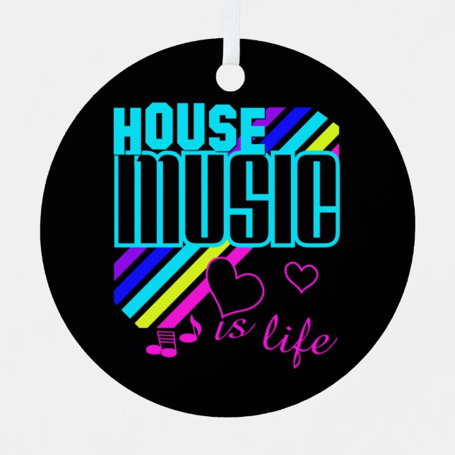 Custom Text House Music Metal Tree Decoration (Front)