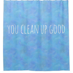 Custom Text Humourous Blue Watercolor Shower Curtain