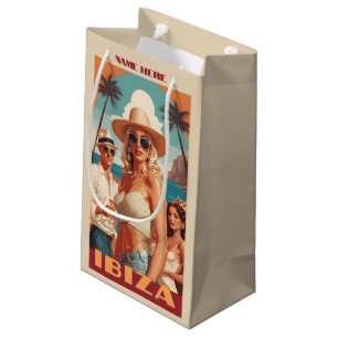 Custom Text Ibiza, Spain Travel Poster Small Gift Bag
