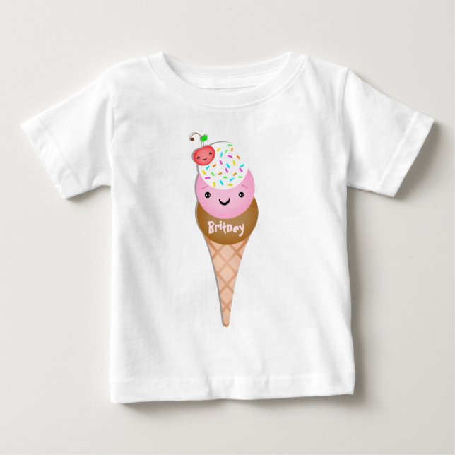 Custom  Text  Ice Cream Cone Baby T-Shirt (Front)