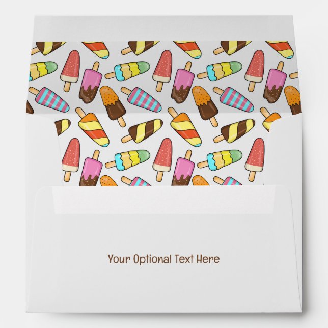 Custom Text Ice Cream Popsicles Envelope (Back (Bottom))