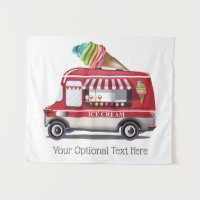 Custom text Ice Cream Truck tapestry