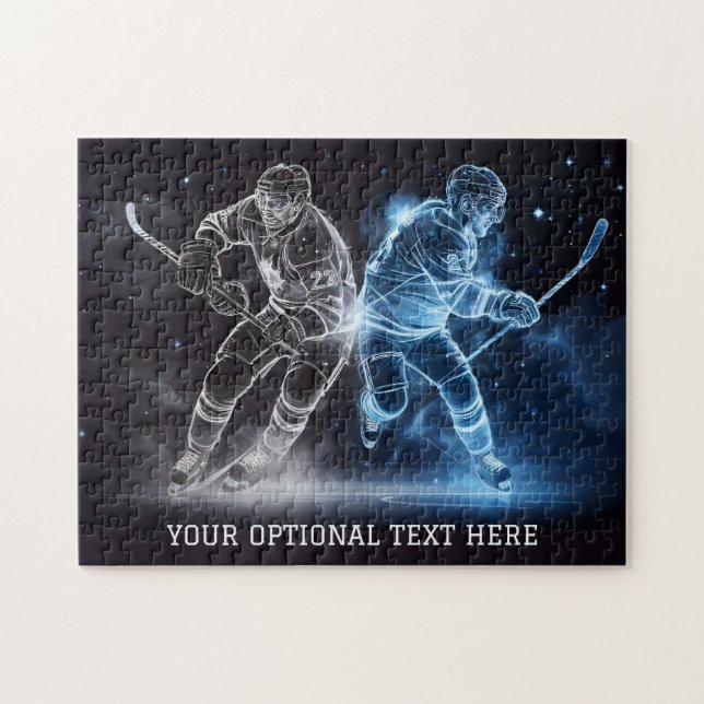 Custom Text Ice Hockey Jigsaw Puzzle (Horizontal)