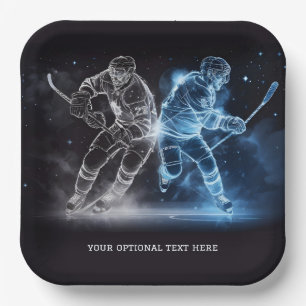 Custom Text Ice Hockey Paper Plate