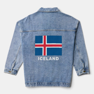 Custom Text Iceland Flag Denim Jacket