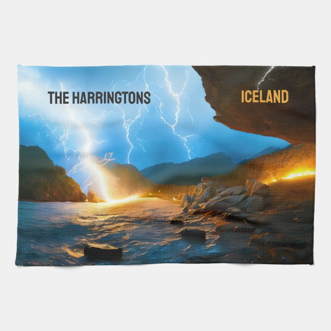 Custom Text Iceland Tea Towel (Horizontal)