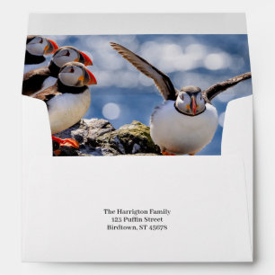 Custom Text Icelandic Puffins Envelope