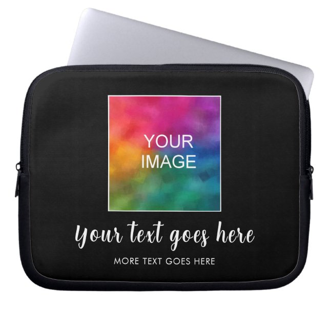 Custom Text Image Design Colour Template Elegant Laptop Sleeve (Front)
