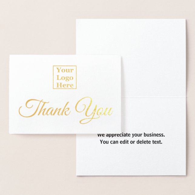 Custom Text Inside Your Logo Here Thank You Foil Card (Display)