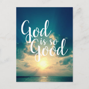 Custom Text Inspirational Sun & Sea God is So Good Postcard