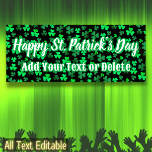 Custom Text Irish Party St Patrick's Day Shamrock Banner