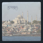 Custom Text Istanbul Stone Coaster<br><div class="desc">Change or delete the text field if you wish. Using the editing tool,  you can change the font and its size,  colour  and location if you want. See my store for more Turkey items.</div>