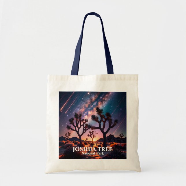 Custom Text Joshua Tree Night Sky Cosmic Landscape Tote Bag (Front)