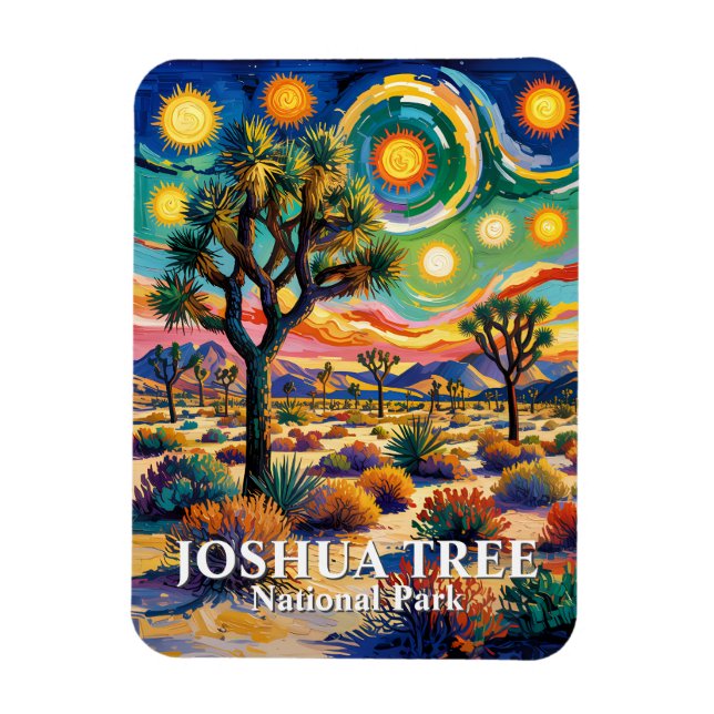 Custom Text Joshua Tree Van Gogh Colorful Desert Magnet (Vertical)