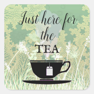 Custom Text Just Here for the Tea Retro Teacup Square Sticker