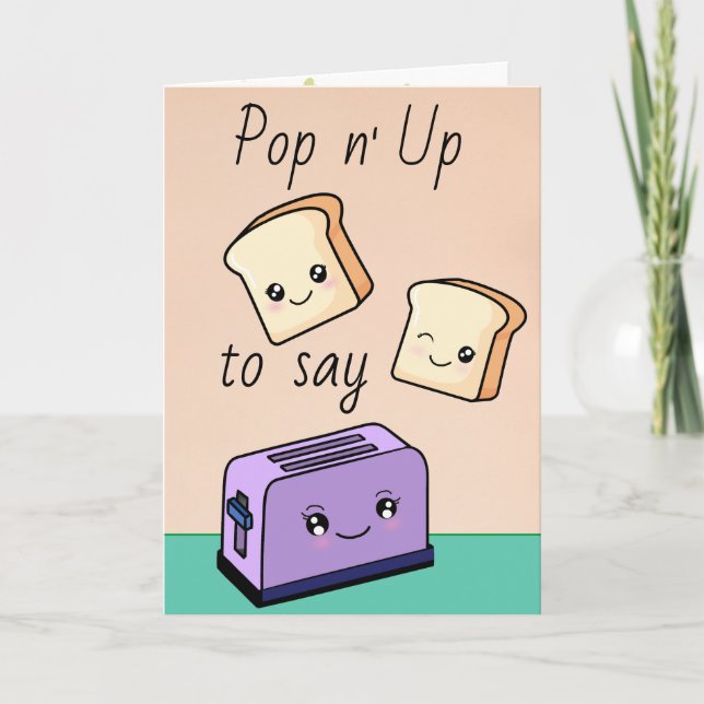 Custom Text/ Kawaii Food Toast Cute Love Hearts Card (Front)