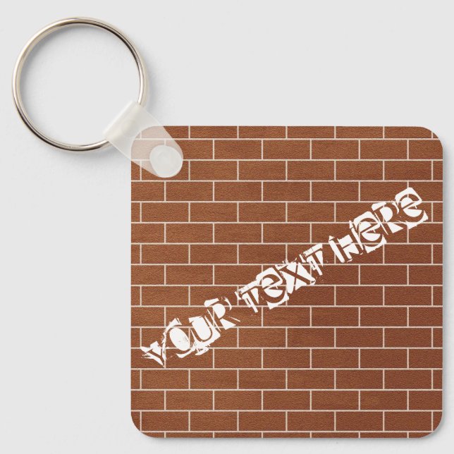 Custom Text Keychain Gift Brick Wall Design (Front)
