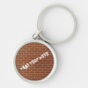 Custom Text Keychain Gift Modern Brick Wall Design