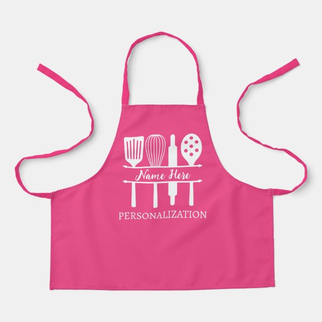 Custom Text Kitchen Monogram BBQ Chef Baking Gift Apron (Front)
