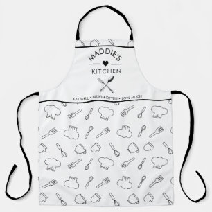 Custom Text Kitchen Tools Pattern Apron