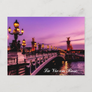 Custom Text La Vie en Rose Seine Paris France Pink Postcard