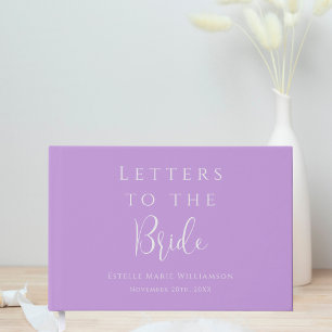 Custom Text Lavender Lilac Letters to the Bride Guest Book