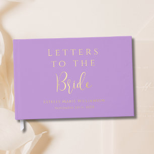 Custom Text Lavender Lilac Letters to the Bride  Guest Book