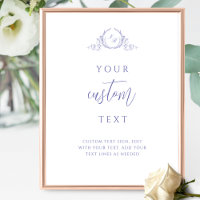 Custom Text Lavender, Script Monogram Wedding Sign
