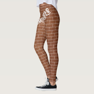 Custom Text Leggings - Brick Wall