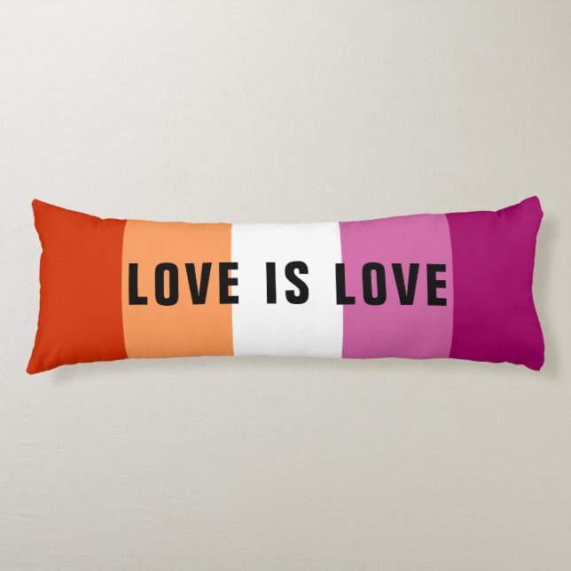 Custom Text LGBT Rainbow Lesbian Pride Flag Body Cushion (Front)